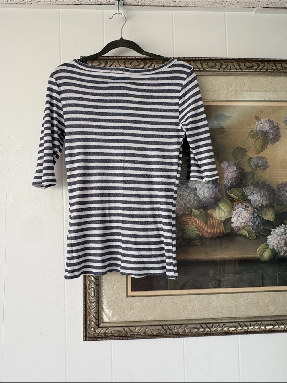 Michael Stars Navy and White Striped Long Sleeve Tee